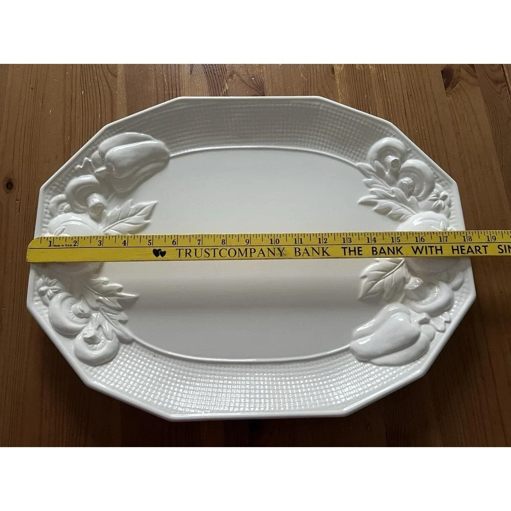Vintage Himark Harvest Weave Ceramic Platter Embossed Vegetables Farmhouse 18
